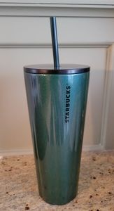 Starbucks Holiday 2021 Green Scalloped Stainless Steel Tumbler 24oz